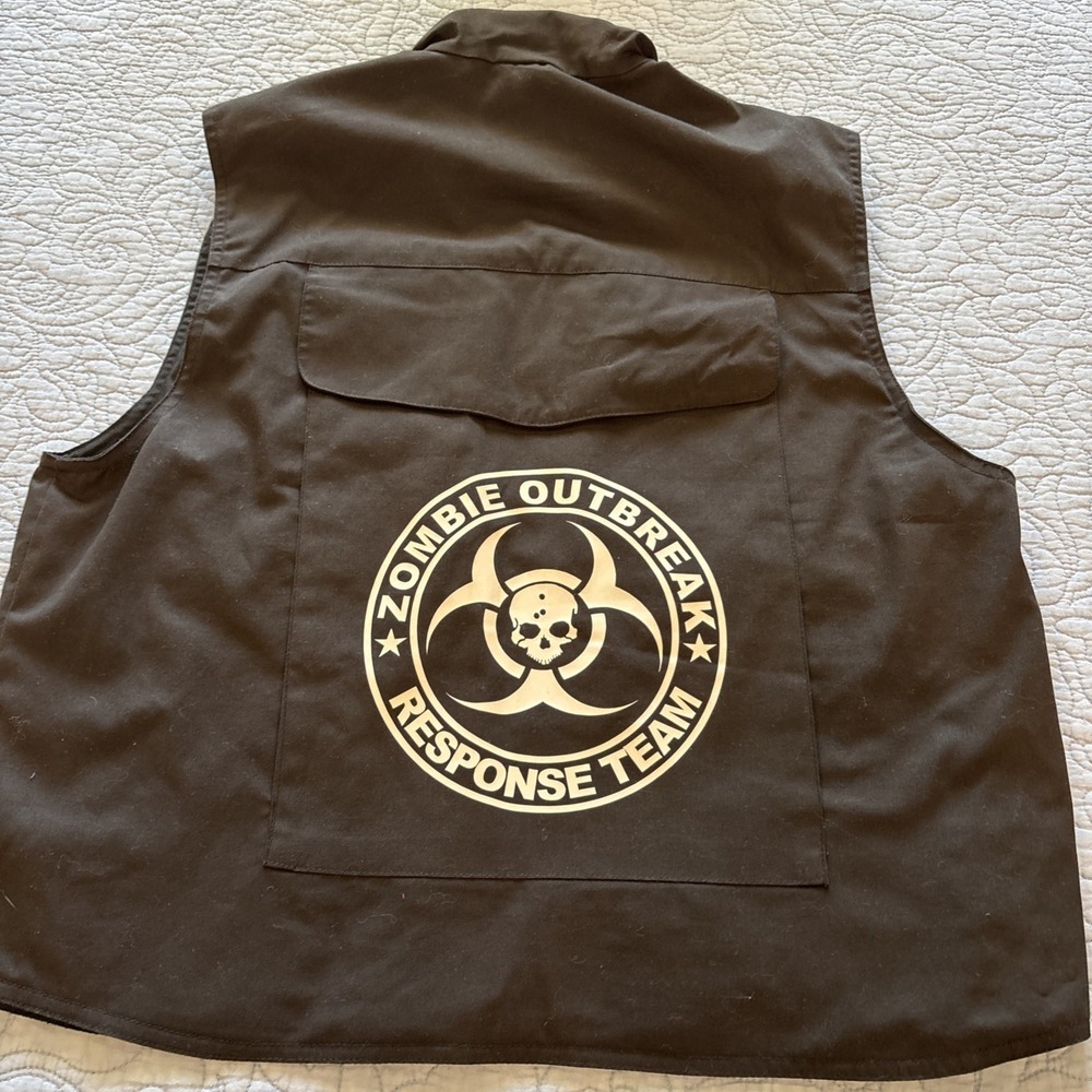 Rothco Ranger Tactical Vest Mens M Black Full Zip Zombie Utility Hideaway Hood